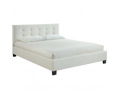 Letto 160 x 200 imbottito PU bianco MARQUISE