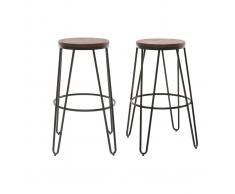 Sgabelli da bar in metallo Nero e in legno 75 cm lotto di 2 IGLA