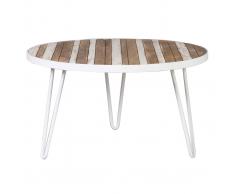 Tavolino rotondo legno e metallo bianco 80x45 ROCHELLE