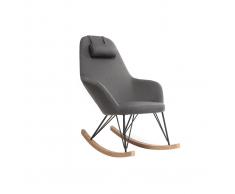 Poltrona relax - Sedia a dondolo tessuto grigio gambe in metallo e frassino - JHENE
