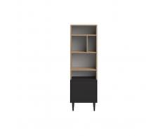 Libreria scandinava 6 scompartimenti legno e nero STRIPE