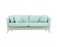 Divano scandinavo 3 posti blu laguna piedi legno OSLO