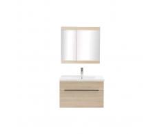 Mobile da bagno con lavabo, specchio e cassetti legno chiaro SEASON