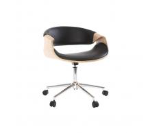 Poltrona da ufficio design in poliuretano Nero / Legno chiaro ARAMIS