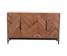 Credenza 4 porte in acacia e metallo nero STICK