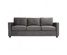 Divano design a 3 posti velluto grigio scuro BROOKLYN