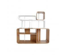 Mensola regolabile legno chiaro e bianco BRICK