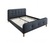 Letto capitonato tessuto grigio scuro 160 x 200cm HOLSEN