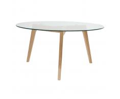 Tavolino rotondo design contemporaneo vetro e legno DAVOS