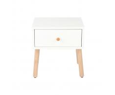 Comodino scandinavo bianco e legno NEA