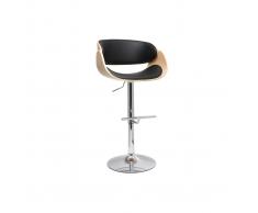 Sgabello da bar design nero e legno chiaro BENT