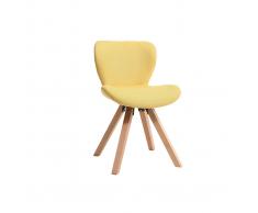 Sedia scandinava tessuto giallo gambe legno chiaro ANYA
