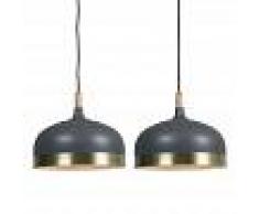 QAZQA Set 2 lampade a sospensione EMPEROR grigio scuro con ottone
