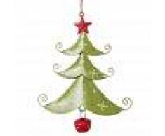 Maisons du Monde Decorazione natalizia da appendere albero di Natale in metallo verde e rosso