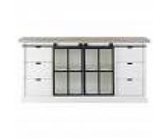 Maisons du Monde Credenza a 2 ante e 6 cassetti in legno massello di mango e vetro temperato Benodet