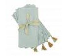 Maisons du Monde Tovaglioli in cotone blu chiaro e dorato, 40x40 cm (x4)