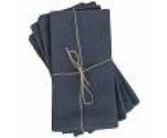 Maisons du Monde 4 tovaglioli in cotone lavato blu, 40x40