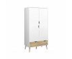 Evergreen House Guardaroba 2 ante 2 cassetti, bianco/rovere