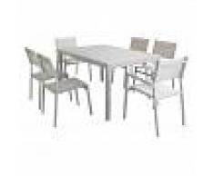 Milani Home OMEN - set tavolo da giardino 150 x 90 compreso di 4 sedie e 2 poltrone in alluminio