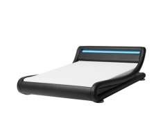 Letto ad acqua in ecopelle nera con illuminazione LED 160 x 200 cm AVIGNON