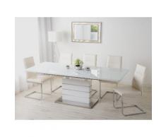 Tavolo da pranzo prolungabile in MDF bianco e acciaio 180/220 x 90 cm HAMLER