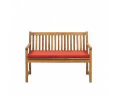 Panca da giardino in legno di acacia con cuscino color terracotta 120 cm VIVARA