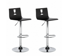 Set di 2 sgabelli da bar in plastica trasparente color nero BUSAN