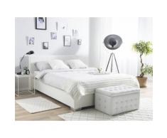 Letto boxspring in pelle bianca 160 x 200 cm PRESIDENT