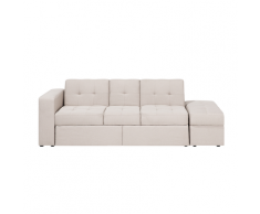 Divano letto beige con cassetti e ottomano contenitore FALSTER