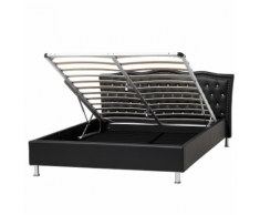 Letto in pelle sintetica in color nero 160 x 200 cm con contenitore METZ