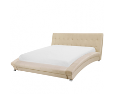 Letto ad acqua in velluto color beige 160 x 200 cm LILLE