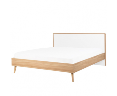 Letto in legno marrone chiaro e bianco 160 x 200 cm SERRIS
