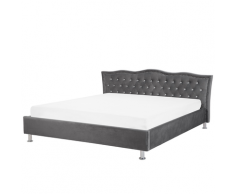 Letto matrimoniale in velluto grigio scuro 180x200 METZ