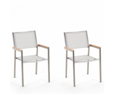 Set da giardino 2 sedie in acciaio inox bianco GROSSETO