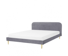 Letto matrimoniale in velluto grigio 180x200cm FLAYAT