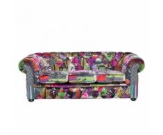 Divano vintage a 3 posti in tessuto multicolore viola CHESTERFIELD