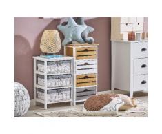 Armadietto a 4 cassetti legno e bianco ZELA
