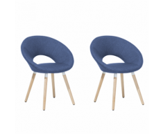 Set di 2 sedie da pranzo in tessuto blu ROSLYN