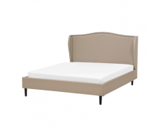 Letto matrimoniale imbottito in tessuto beige 140x200cm COLMAR