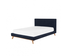 Letto matrimoniale in ciniglia blu scuro 160x200 cm TALENCE
