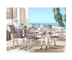Set tavolo da giardino effetto cemento 180 cm 6 sedie fibre sintetiche grigio GROSSETO / COSOLETO