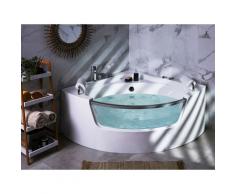 Vasca idromassaggio angolare bianca con LED 150 cm MANGLE