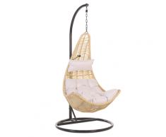 Poltrona sospesa in rattan beige con piedistallo ATRI II