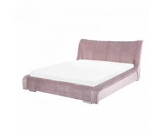 Letto ad acqua in velluto di color rosa 180 x 200 cm NANTES