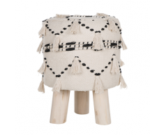 Sgabello in cotone beige/nero THONDI