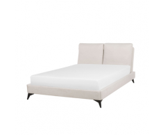 Letto matrimoniale in velluto beige 140 x 200 cm MELLE