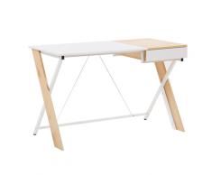 Scrivania color legno chiaro / bianco con un cassetto 120 x 60 cm HAMDEN