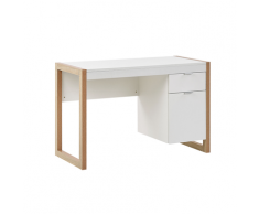 Scrivania da ufficio 110 x 50 cm bianco e legno chiaro JOHNSON