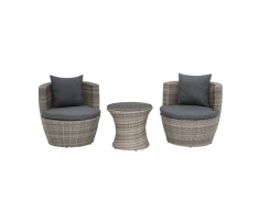 Set da balcone 2 posti in rattan grigio CAPRI
