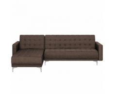 Divano letto angolare in tessuto marrone scuro versione destra ABERDEEN